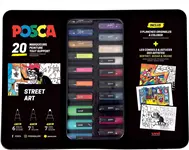 Een Posca stiften in metalen koffer – street art– set van 20 stuks koop je bij Unimark Office B.V.